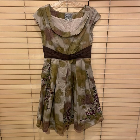 Floreat for Anthropologie Floral Embroidered Green Dress - Picture 3 of 14